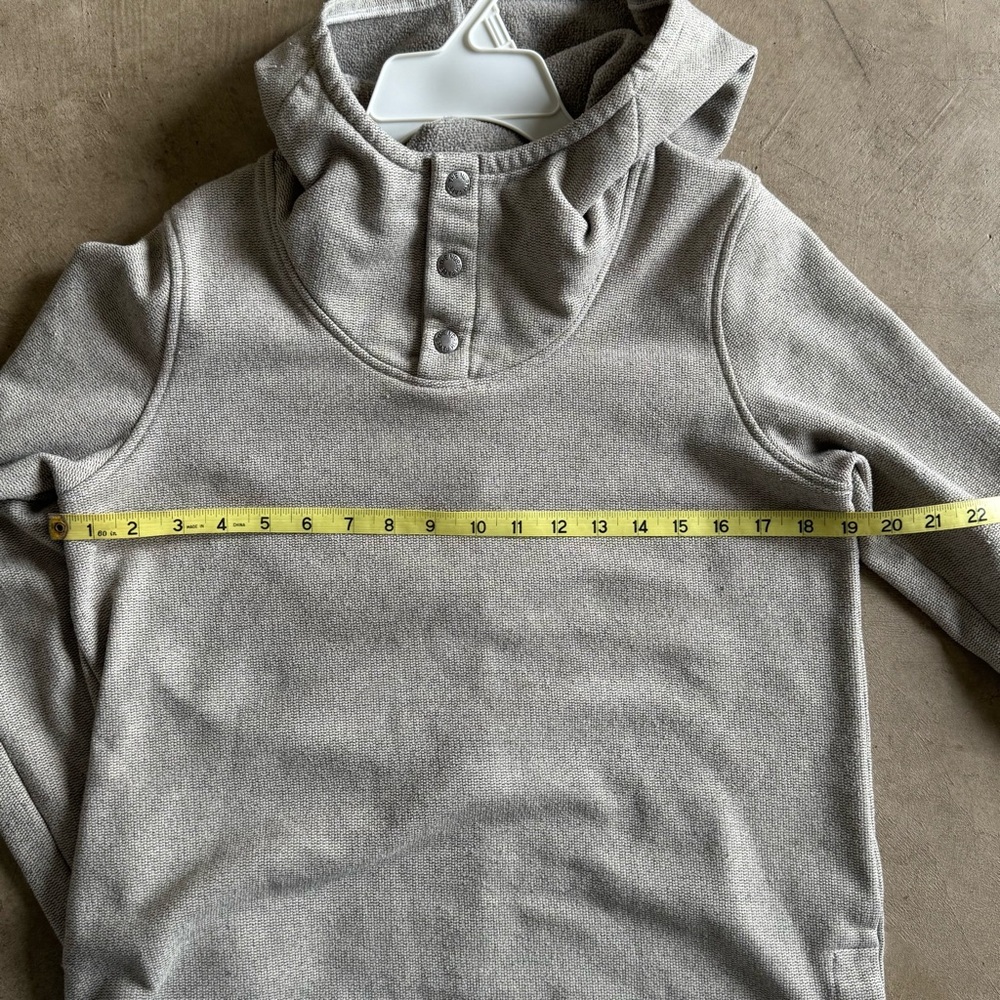 North Face Gray Button-Up Hoodie Light Grey Heather Collar Snaps Sweatshirt S/M - Picture 7 of 12